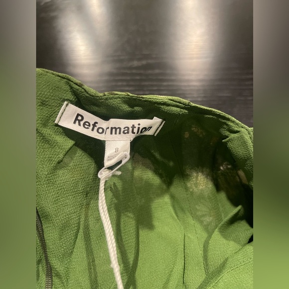 NWT Reformation Persis Dress in lomita green floral mockneck long sleeve 8 - Picture 8 of 9